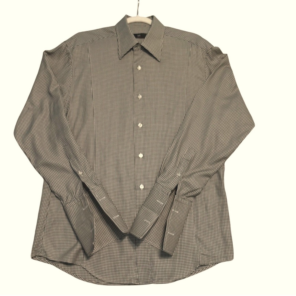 Zegna City Dress Shirt Mens 41 16 Brown Tan Houndstooth French Cuff Long Sleeve - Picture 5 of 10